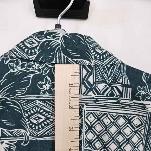 Cooke Street Shirt Mens Large Hawaiian Green Tapa Camp‎ Button Up All Over Print - Picture 6 of 11